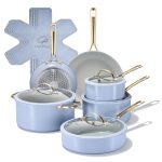 Chef Power 15-Piece Ceramic Nonstick Cookware Set – Pots & Pans (Blue Gray)