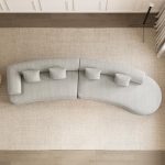 ONEMMLION 147″ Curved Chenille Sectional Cloud Couch – Oversized, No Assembly (Beige White)