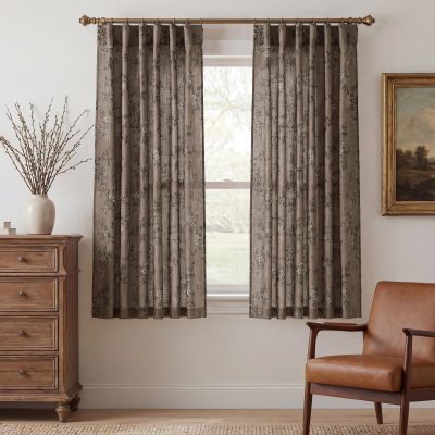 StangH Vintage Floral Linen Curtains – 63" Light-Filtering Panels (Set of 2)