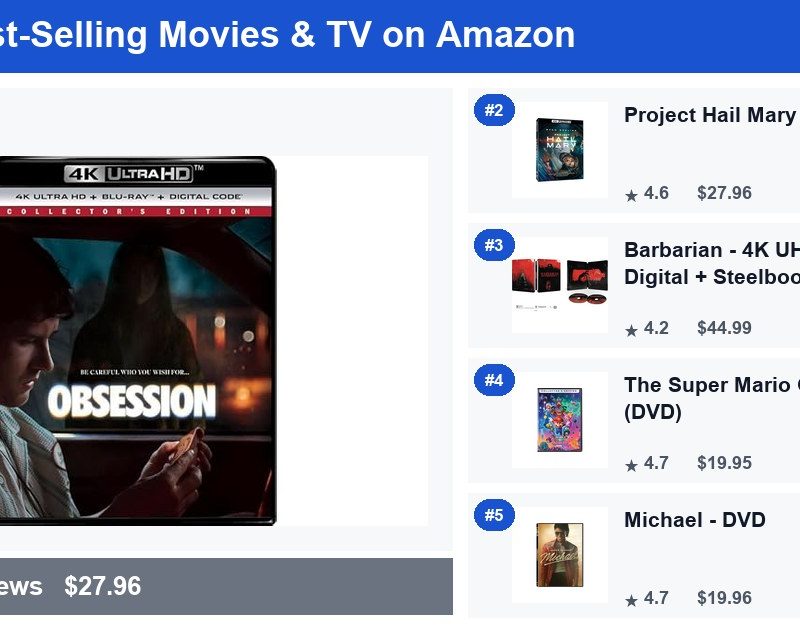 Top 5 Best-Selling Movies & TV on Amazon — July 2026